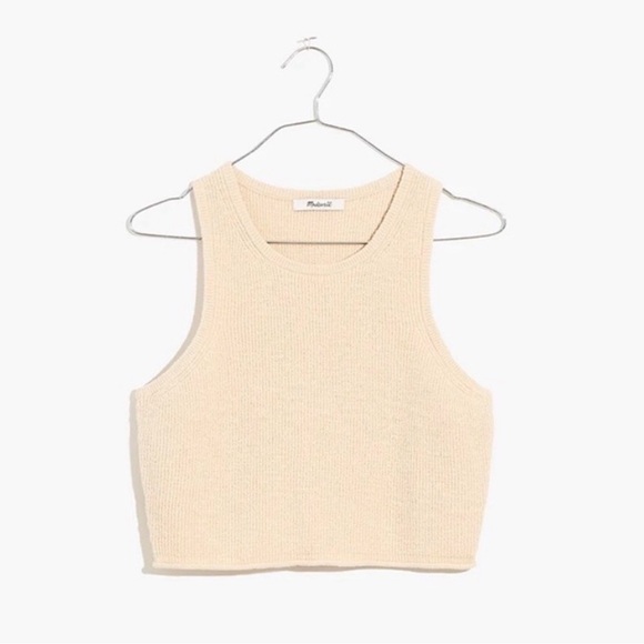 Madewell Tops - Madewell Cream Sleeveless Cropped Sweater Tank Top S